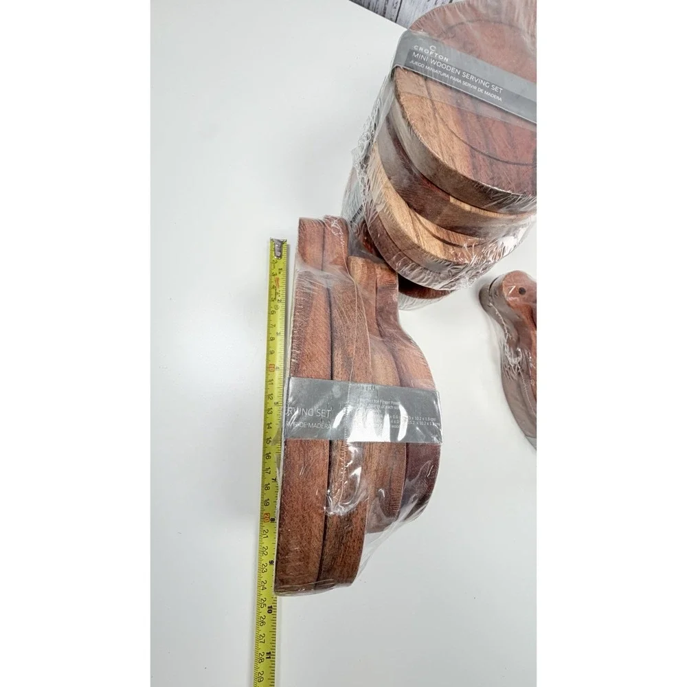 2 Sets of 4 Individual Charcuterie Boards. Handles. 2 Different Shapes.